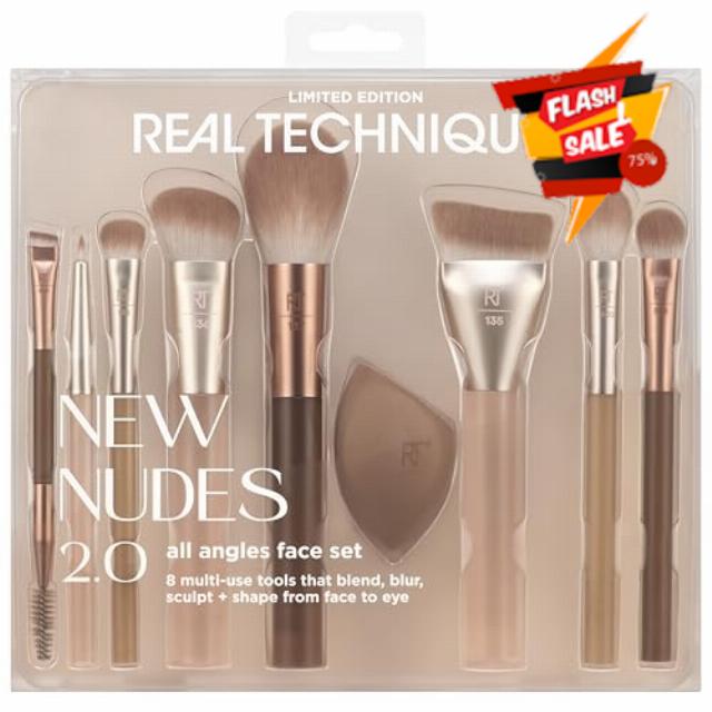 Real Techniques New Nudes 2.0 All Angles Face 10 Piece Set