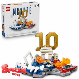 LEGO Editions Kylian Mbappé – Football Highlights Toy - 3D Display Model Kit w/Collectible Minifigure - Kids' Room Decor - Gift for 10+ Year Old Boys