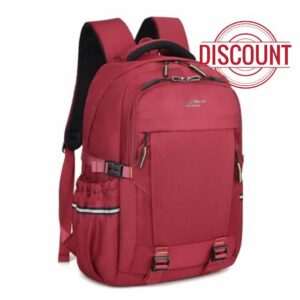 18 Inches Laptop Backpack- Large Capacity- Water-Resistant Travel Business School Bag with Multiple Compartments & Padded Straps (Red)