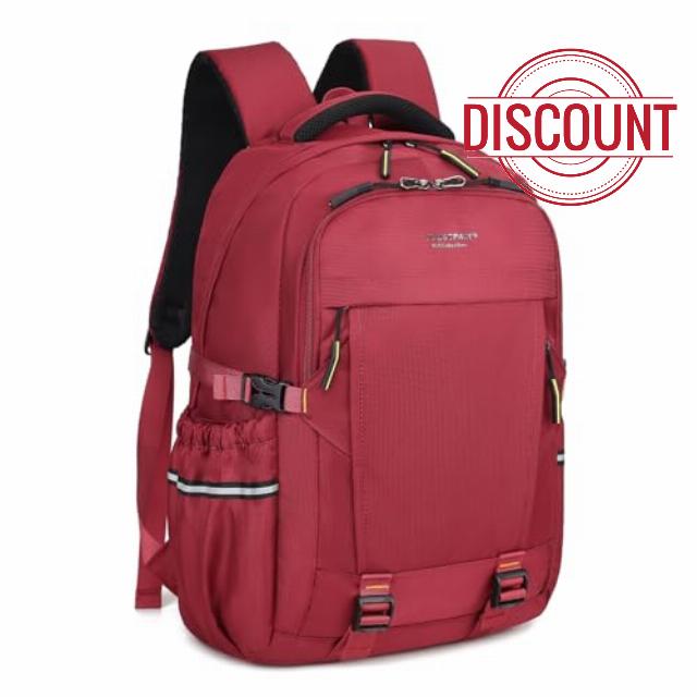 18 Inches Laptop Backpack- Large Capacity- Water-Resistant Travel Business School Bag with Multiple Compartments & Padded Straps (Red)