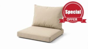 Rattan Garden Furniture Cushion Set – Outdoor Replacement Cushions for Patio Sofa & Conservatory – Water Resistant Covers (Cream