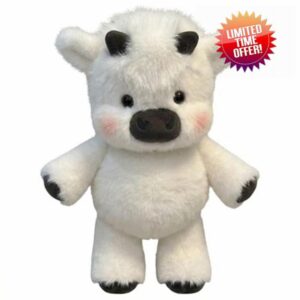 Ultra-Soft Highland Cow Plush Adorable & Furry Highland Cattle Soft Toy Wild Boar Plush Toy 45cm Running Calf Soft Toy for Home Decor Adorable Wild Boar Animal Doll (White