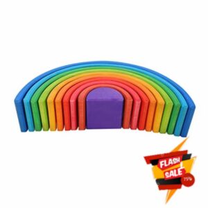 Bewinner Grimms Wooden Stacker Building Toy Educational Semicircle Puzzle for Toddlers Kids Early Educatio