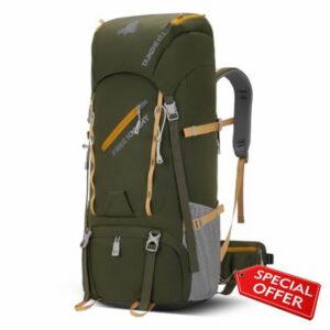 Bseash 65L Waterproof Hiking Camping Backpack with Rain Cover