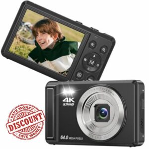4K 64MP Digital Camera with 16X Digital Zoom