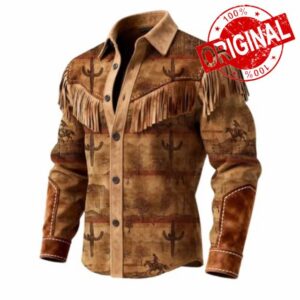 Cowboy Outfit Men's Western Cowboy Shirts Suede Colourful Fringe Jacket Long Sleeve Button Down Long Sleeve Work Shirts Fringe Shirt Hippie Jacket Cowgirl Outfits