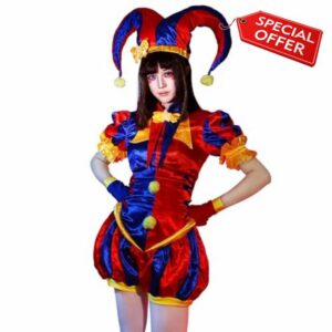 Pomni Costume Circus Clown Dress Up Jumpsuit for Hollowen Cosplay Party