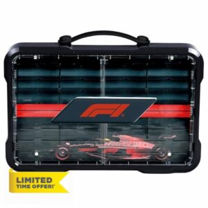 Theo Klein 2455 F1® Display Cabinet with Light and Storage for up to 54 Cars | Interactive Motor Skills Toy | Official Licensed Product | Toy for Children Aged 3+