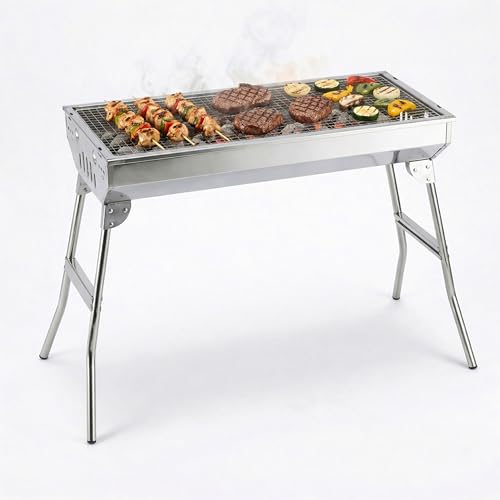 Large Folding Stainless Steel Smoky Barbecue Grill For Skewers