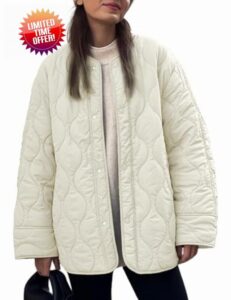 Women's Fall Winter Quilted Cotton Coat: Loose Fit Round Neck Casual Jacket