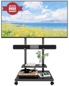 Mobile TV Stand with Soundbar Mount for 37-75 inch TVs