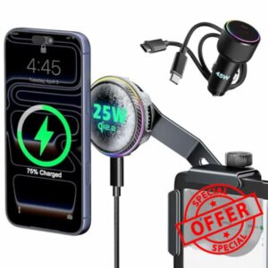CloudValley Qi2.2 25W Wireless Charger Phone Mount for Tesla Model Y/3 with RGB Lighting