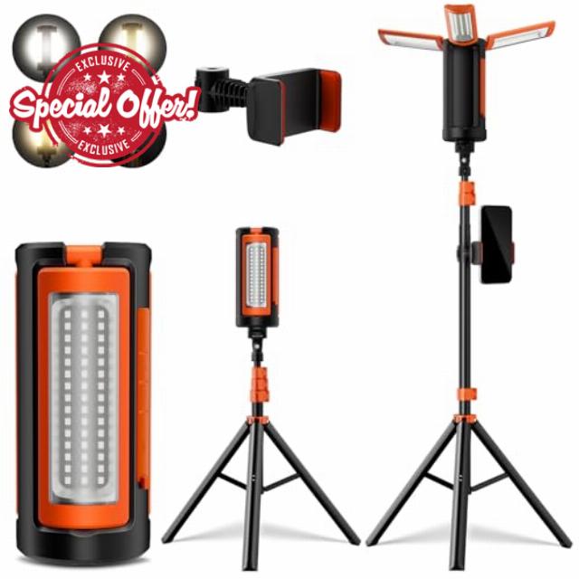 GPJ Portable Rechargeable LED Camping Light 10000mAh with Stand