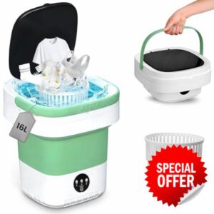 16L Portable Washing Machine - Deep Cleaning Collapsible Mini Washer Small Washing Machine with Spin Basket 3 Wash Modes Timer - Portable Clothes Washer for Travel Apartment Camping Dorm Hotel Home