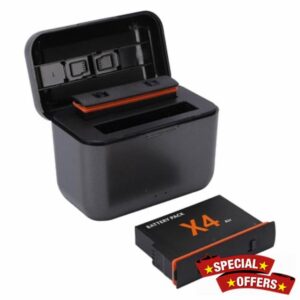 2050mAh X4 Air Camera Battery Charger with Dual Slot Charging Case