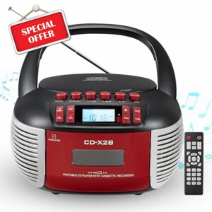 Boombox CD Cassette Player Combo with AM FM Radio