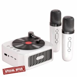 Portable Speaker Vintage CD Record Style BT5 3 Technology with Two Microphones Stereo Scene Sound AUX USB Flash Drive TF Card 10H Long Playtime