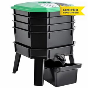 Worm Composter Kit - 4-Tray Vermiculture Bin with Drainage for Recycling Food Waste