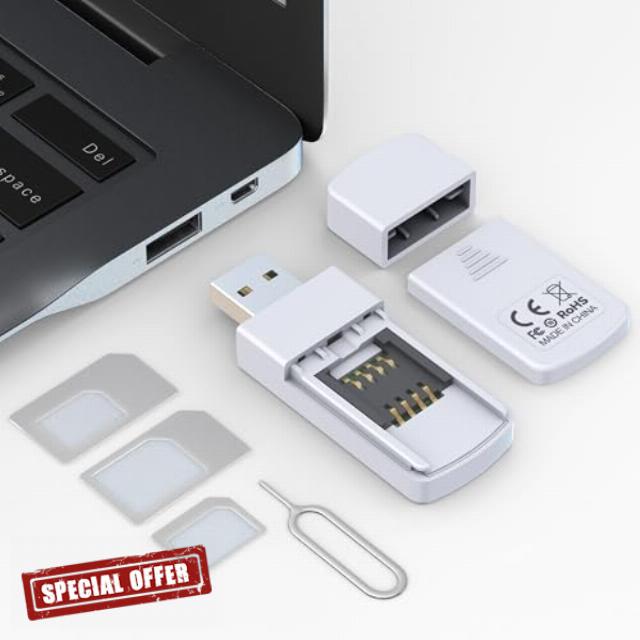 USB SIM Card Reader - Sim Card Adapter Kit with Eject Pin - Micro/Nano/Standard Sim Card Readers - USB to S im Card Adapter Edit and Read Messages/Contacts - Plug & Play for Windows/MacOS 11.1