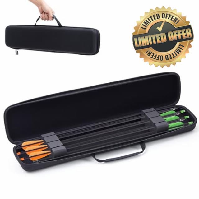 Hollowfly 23 Inch Arrow Storage Case 6 Crossbow Bolt Case Semi-rigid Construction with Notched Foam Holders Bow Carry Bag with Heavy Duty Zippe