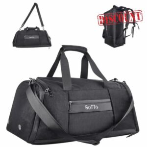 ROTTO Duffel Bag 55L Sports Gym Bag with Shoe Compartment & Frozen Drinks Insulation Compartment with Backpack Straps & Shouldder Strap