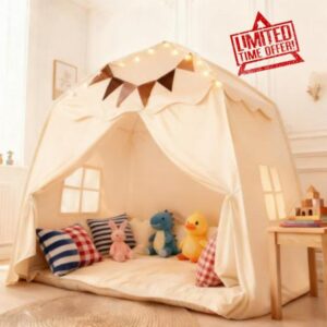 Kids Play Tent with Star Lights and Flags