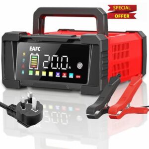 20Amp 12V/24V Smart Car Battery Charger & Maintainer – Automatic Lead-Acid & LiFePO4 Battery Charger for Car