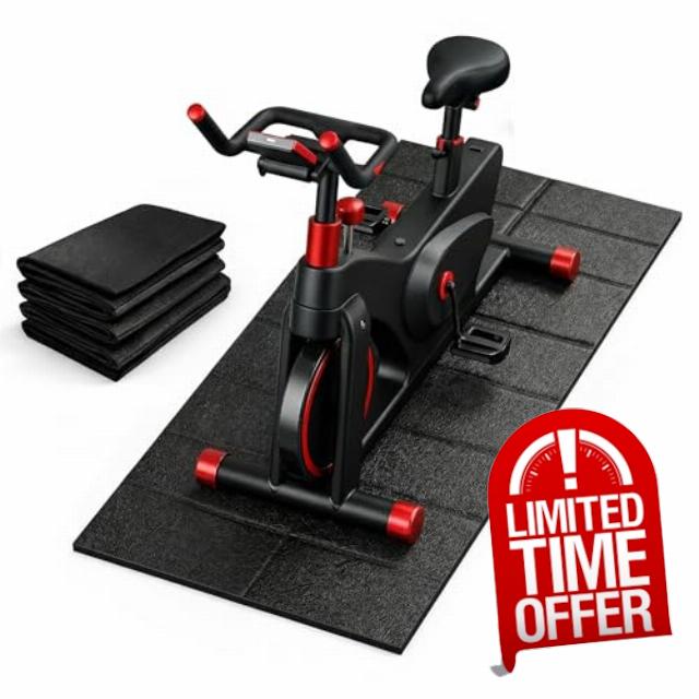 Waterproof Treadmill Mat Noise Reduction: Lifegogo 173x75cm Foldable Exercise Bike Mat Floor Protector 6mm Thick Non-Slip High-Density PVC Gym Mats for Treadmills Bikes Rowing Machines