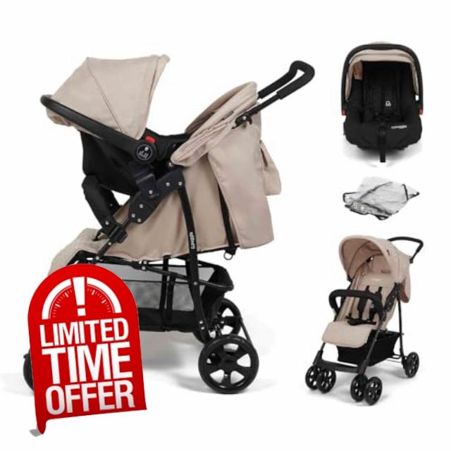 Puggle Lowton Luxe 2-in-1 Travel System with Rain Cover - Cashmere