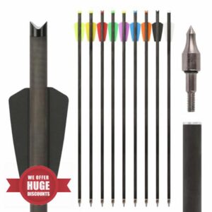 Archery Crossbow Bolts 20 inch Pure Carbon Arrow with 2 inch Feather for Target Practice Outdoor Hunting 12pcs
