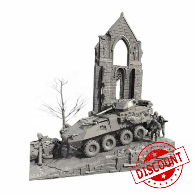 1/72 Scale Model of A Ruined House As Decoration fo