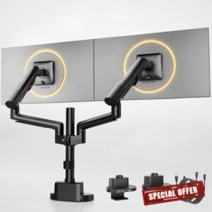monTEK Dual Monitor Arm Desk Mount with Smart USB Hub