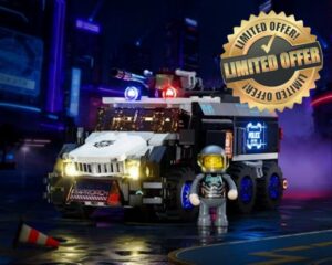 FUNWHOLE Cyberpunk Police Transporter LED Building Block Set - 8 Light Dots