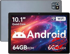 Hakaug Tablet 10 Inch Android OS Quad-Core 6GB RAM 64GB ROM 5000 mAh Battery1280x800 Touchscreen Tablet-PC (Gray)