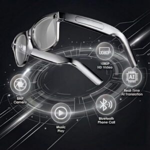 8 MP 1080P Smart Glasses Dual-Core Processor with AI Assistant for Real-Time Translation
