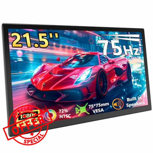 21.5 Inch Large Portable Second Monitor FHD 1080P 75Hz