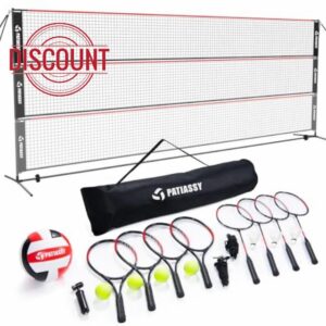 17ft Portable Badminton Volleyball Tennis 3 in 1 Combo Net Set - Indoor Outdoor Adjustable Height Sports Net with Poles