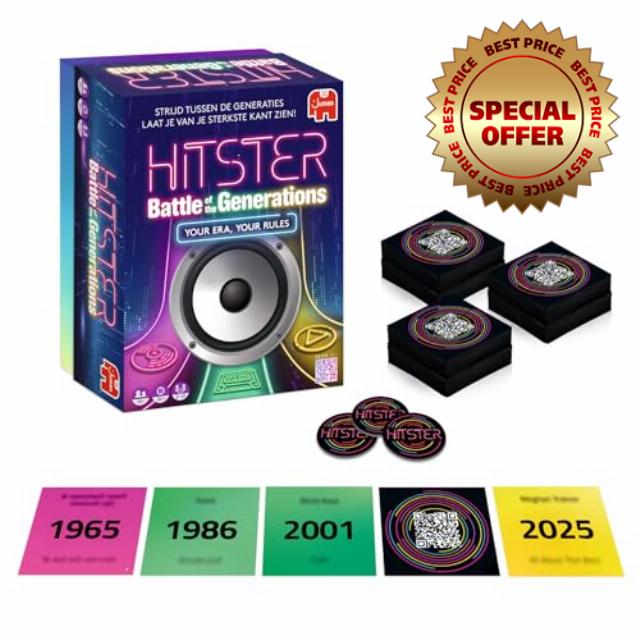 Hitster Battle of the Generations – Musical Party Board Game with 420+ Songs Over the Years