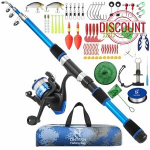 Kids Fishing Rod Set 180cm Telescopic Fishing Rod & Spinning Reel Combo Ultimate All-in-One Fishing Starter Kit with Lures Hooks Line Nets Tools Tackle Box & Carry Bag for Children & Youth
