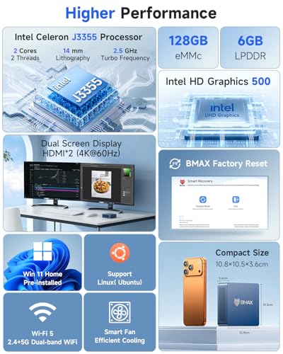 Intel Celeron J3355 (up to 2.5 GHz) Mini computer