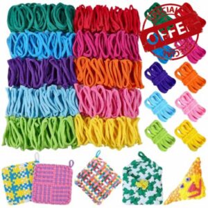 WADORN 800pcs 10 Colors 7-inch Weaving Loom Refill Loops Rainbow Polyester Loom Bands Elastic String for DIY Crafts Potholder Making Gift Craft Project Easter Birthday Home Office Decoratio