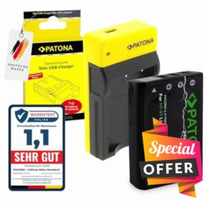 PATONA Slim Charger with NP-95 Premium Battery compatible with Fujifilm FinePix F30