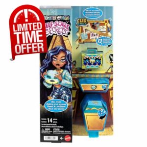 Monster High Self-Scare Secrets Cleo De Nile Doll and Accessories Set with 13 Realistic Surprises like Pottery Set and Makeup