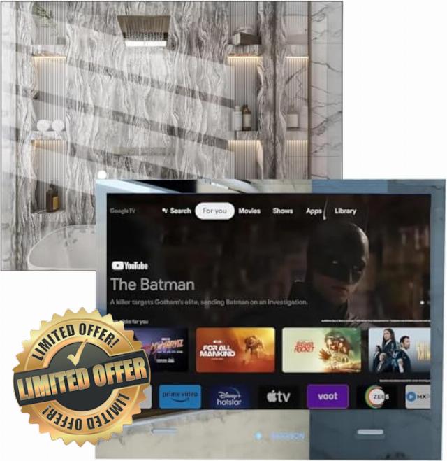 1 of SARASON WebOS Latest Apps-Waterproof 19-inch Mirror Smart TV-Bathroom TV with 2 Built-in Speakers- Bluetooth