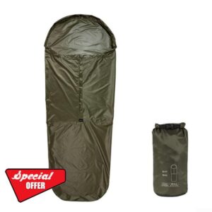 Lightweight Breathable Bivy Sack with Waterproof 70D Ripstop Material and Heat Reflective Technology for Camping and Hiking Sleeping Bag (Green)