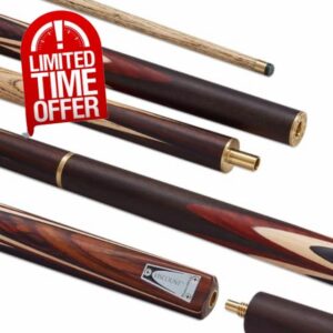 PowerGlide VISCOUNT | Hand Spliced Rosewood Butt | North American Ash Shaft | 2-Piece Snooker Pool or Billiard Cue Stick | 50/50 or 3/4 Jointed Full Size 57" plus 6" Extension | 9.5mm Tip 18 or 19 oz