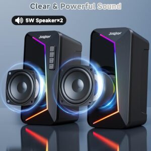 USB C/USB Powered Computer Speakers with Volume Control Button