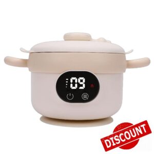 Baby Food Heating Bowl Rechargeable Smart Temperature Control Stainless Steel Portable for Porridge and Purees Travel Use (Milk Apricot)