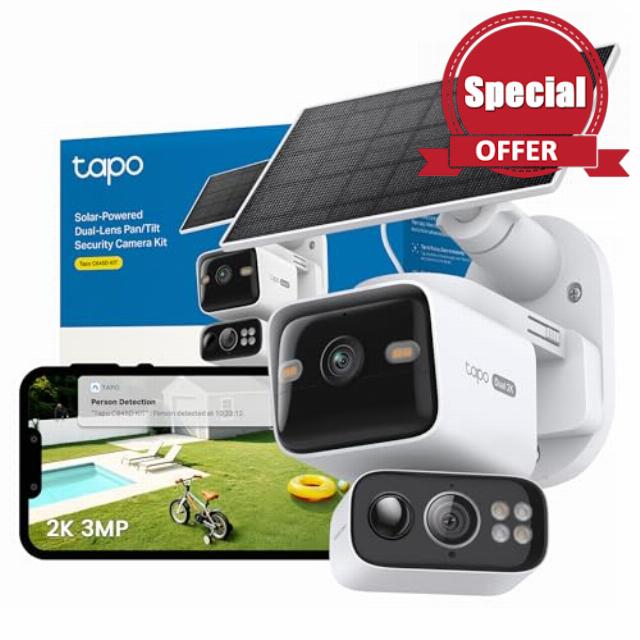 Tapo C645D KIT 2K 3MP Dual Lens Solar Security Camera Outdoor Wireless