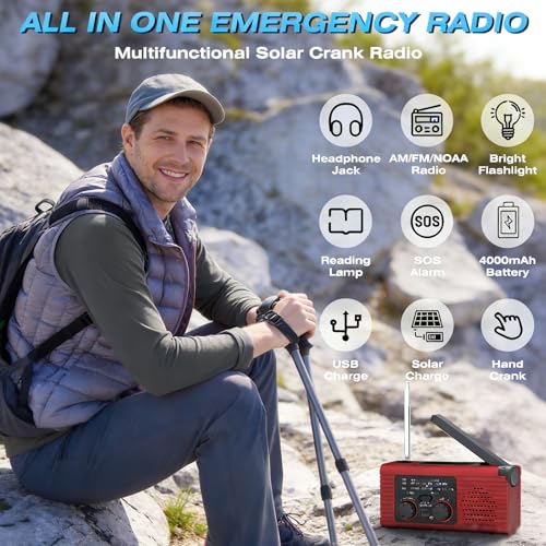 Emergency Radio for Outdoor with 4000 mAh Capacity Battery